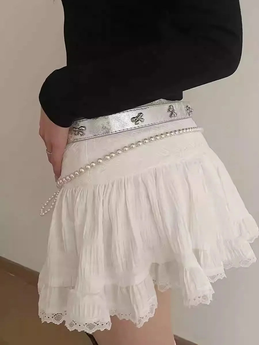 Bowknot Decorated Belt for Women 2025 New Korean Version INS Jeans With Skirts Simple And Versatile Minority