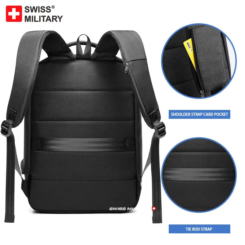 SWISS City Travel Backpack Business Bag School USB Laptop Waterproof Backpack