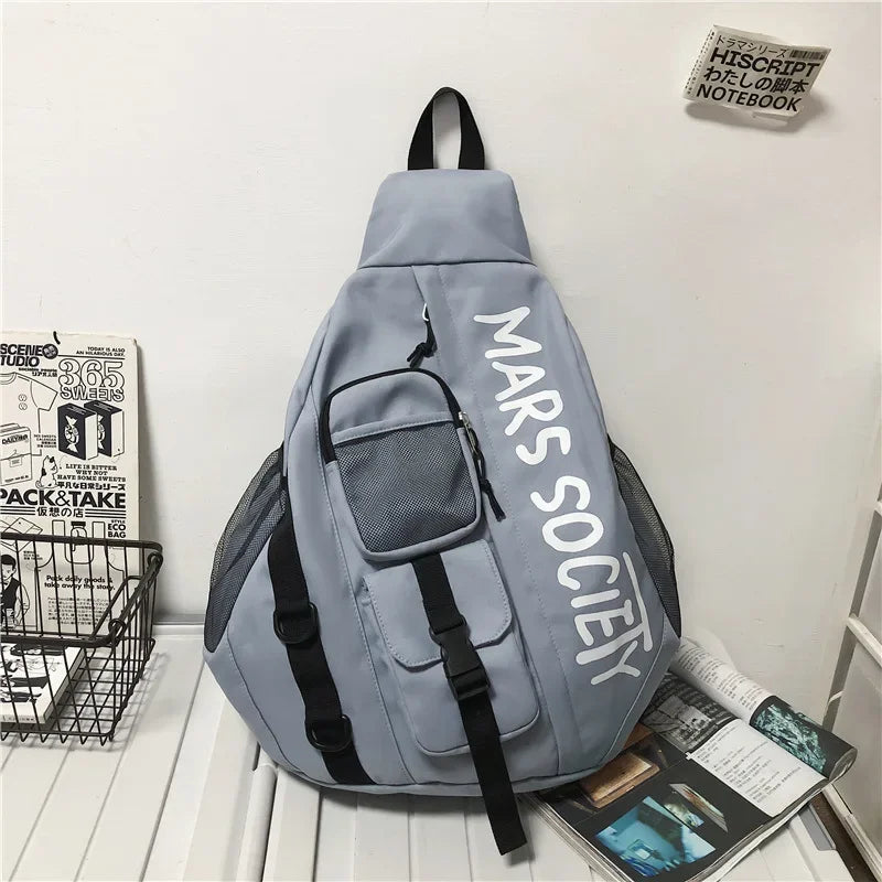 Men's Korean Trend Messenger Shoulder Bag Sports Travel Large Capacity Backpack Female Students Crossbody Chest Casual Bag bolso
