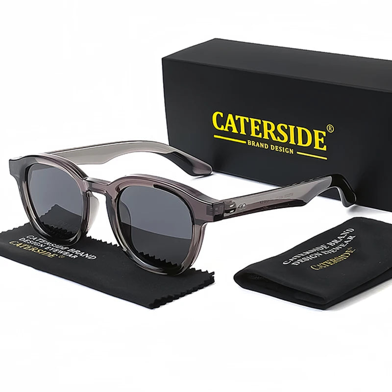 CATERSIDE Retro Polarized Sunglasses Men and Women TR90 Minimalist Sunglasses Luxury Fishing Outdoor Driving Travel Sunshade