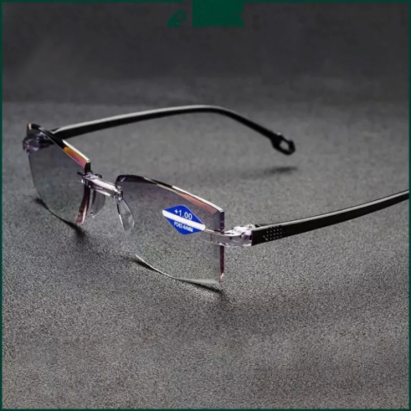 2-piece Frameless Bifocal Reading Glasses, PC Lens and Frame, Bifocal+1.0 To+4.0- Stylish and Comfortable, Rectangular