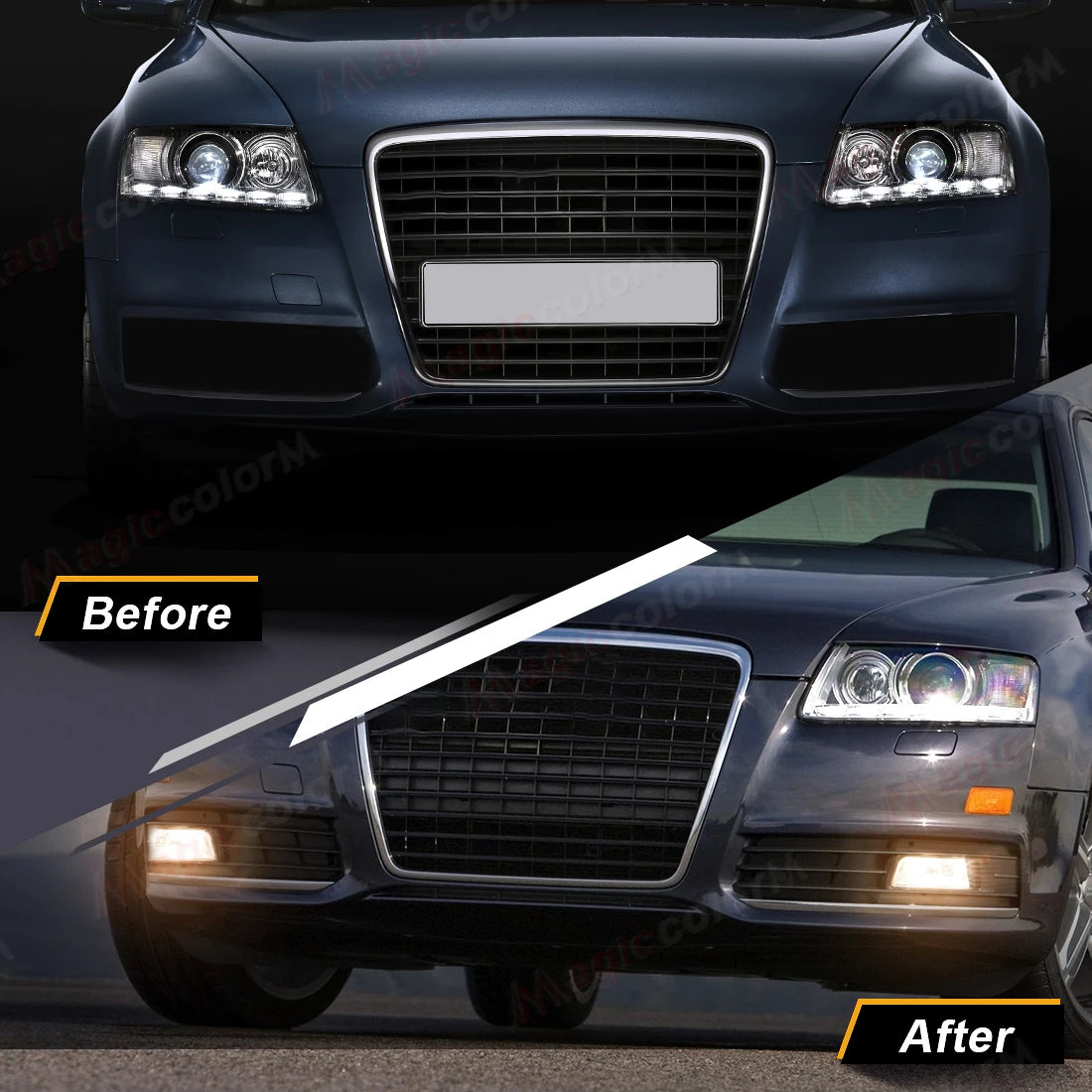 For Audi A6 C6 2009 2010 2011 Fog Lamps Front Bumper Daylights DRL Daytime Running Lights Halogen with Covers Car Accessories