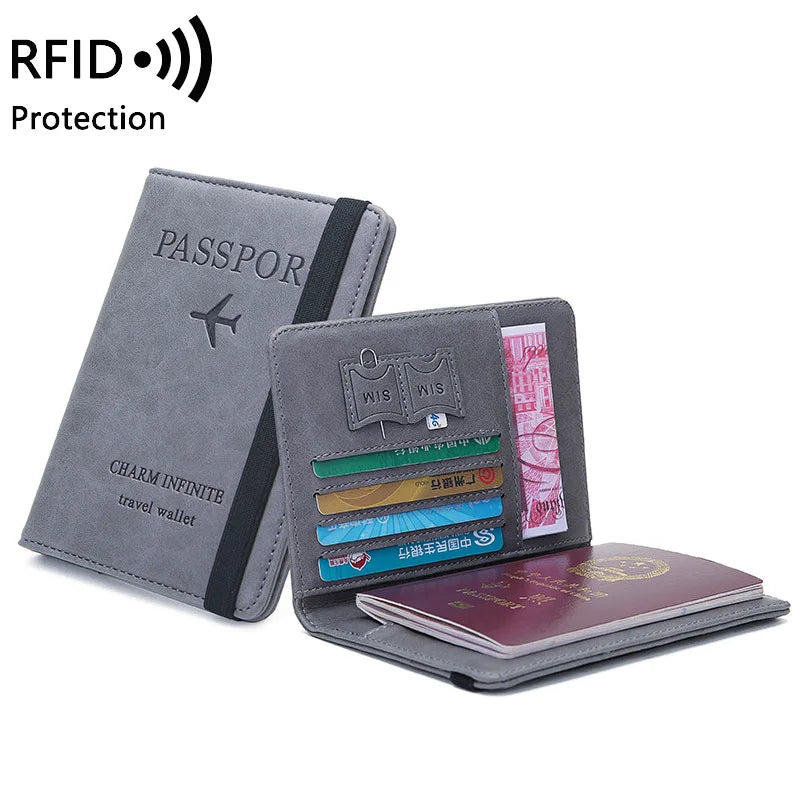 Women Men Travel Passport Holdr Cover Case RFID PU Leather Card ID Secure Wallet