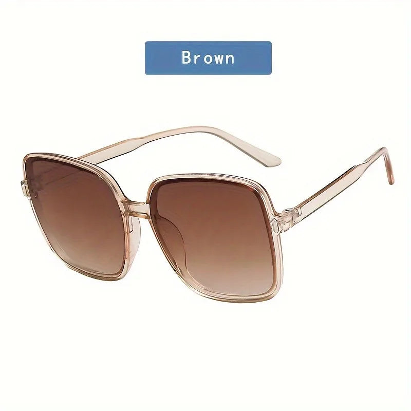 Ladies' oversized square glasses - retro circular gradient fashion glasses suitable for daily photography