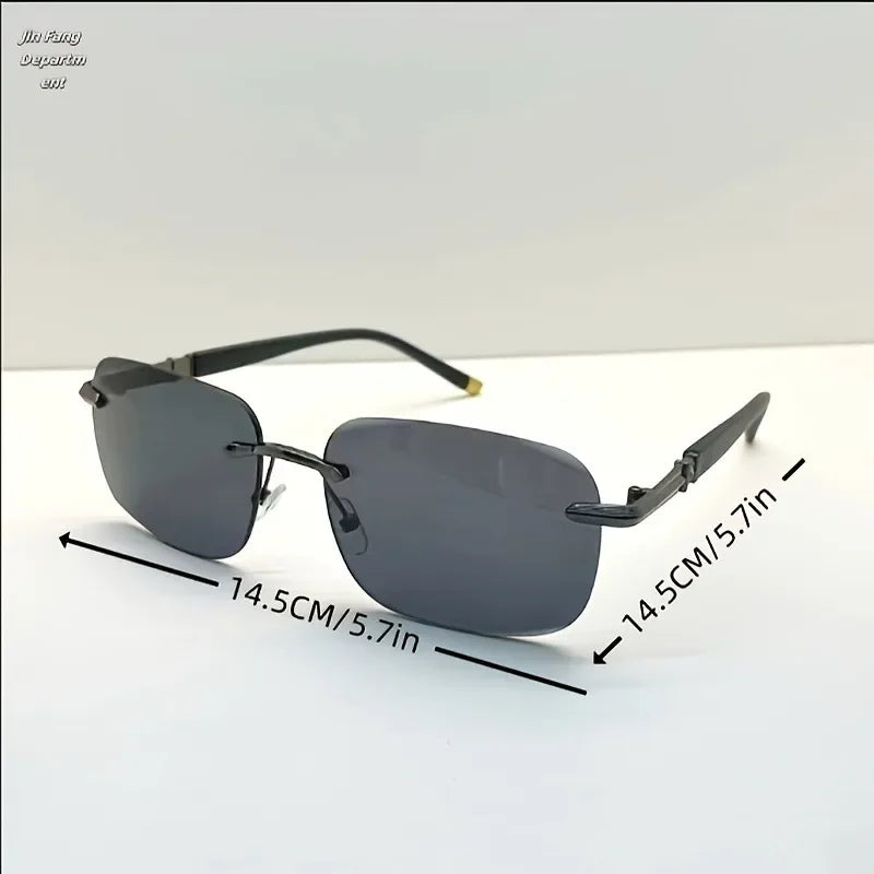 2pcs Men's Frameless Fashion Glasses Lightweight and Durable Design Suitable for Driving and Daily Wear
