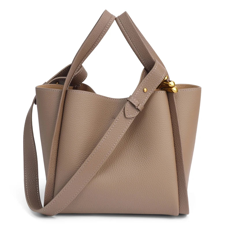 2026 New Style Women Soft Genuine Leather Bucket Bag & Soft Leather Basket Bag Elegant Handbag for Mother as a Mother's Day Gift