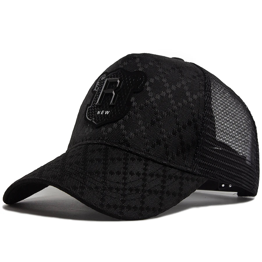 Men Baseball Cap R Label Grid 5 Panel Style Trucker Hat Hip Hop Mesh Caps Fashion Women Visor Casual Caps Summer For Unisex