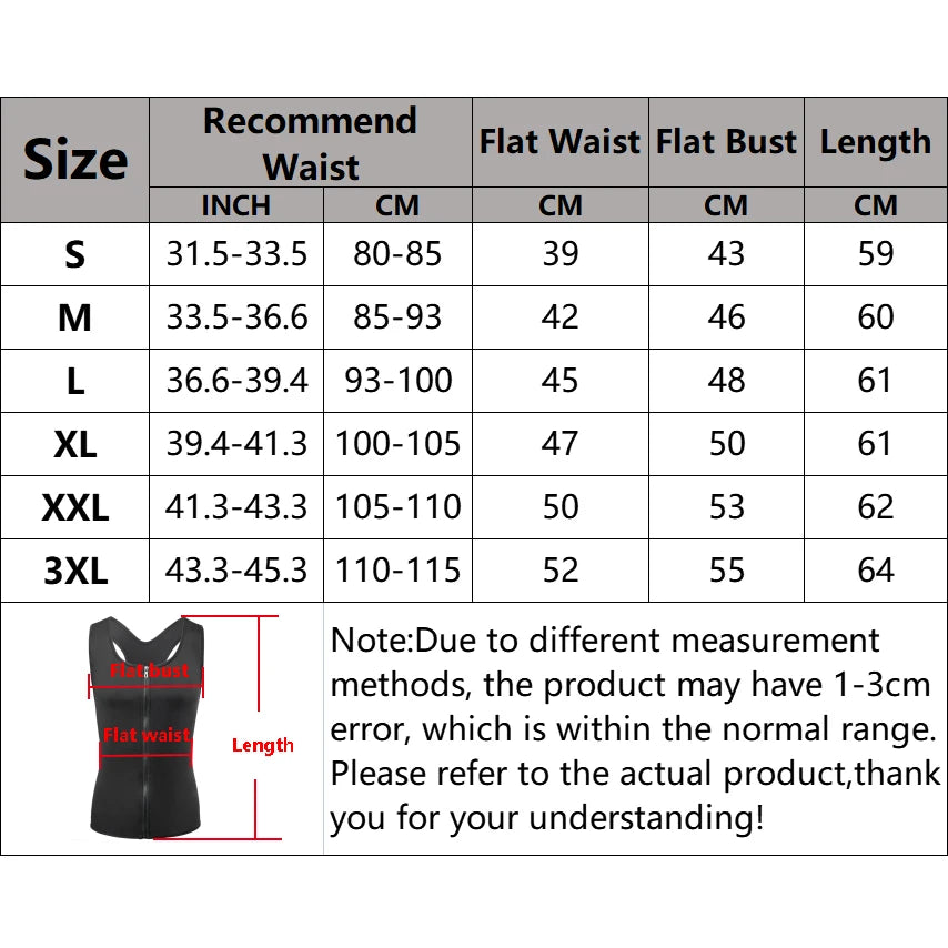Men's Slimming Compression underTank Top Shaper Vest with Zipper & Back Support