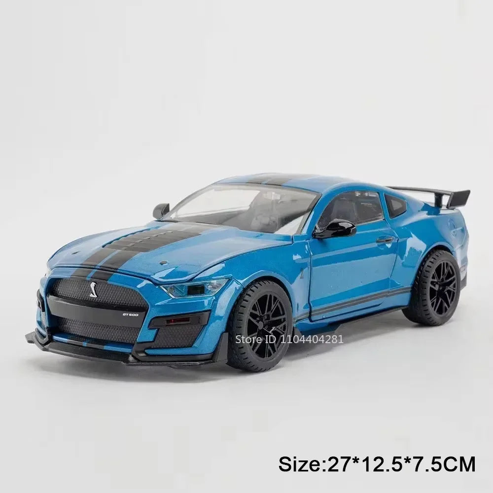 Large Size 1/18 Mustang Shelby GT500 Alloy Diecasts Sports Car Models 4 Doors Can Be Opened Metal Vehicles for Kids Toys Gifts