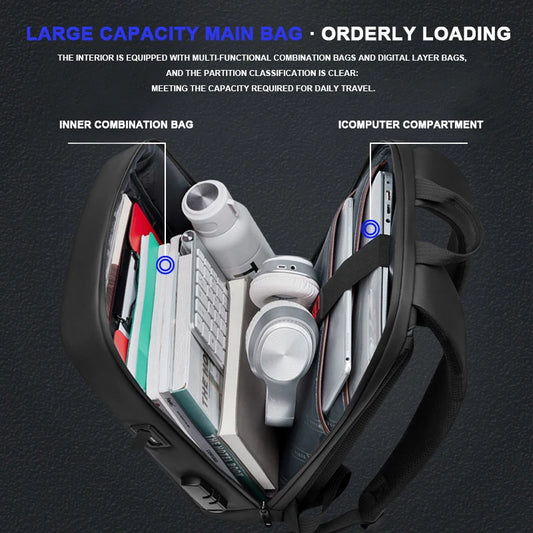 SWISS Travel Business Backpack Expandabl USB Laptop Waterproof Password Lock Bag