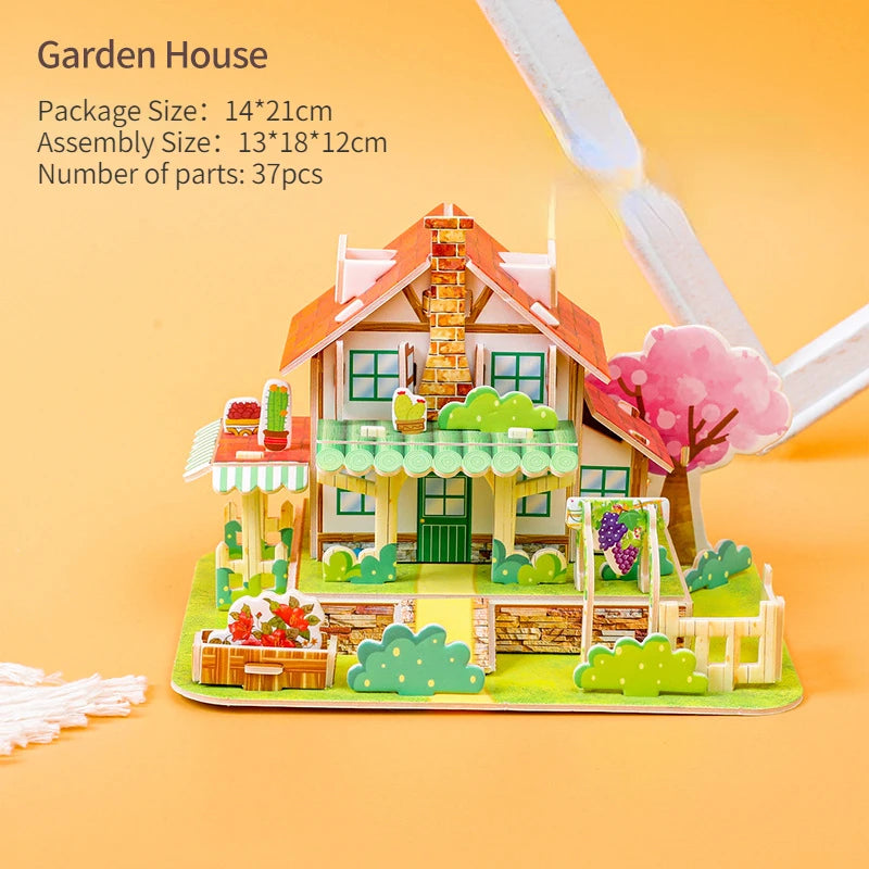 3D Puzzle Handmade DIY House Model Puzzle Children Boys and Girls Toys Paper Jigsaw Puzzle Baby Toys Christmas Gift