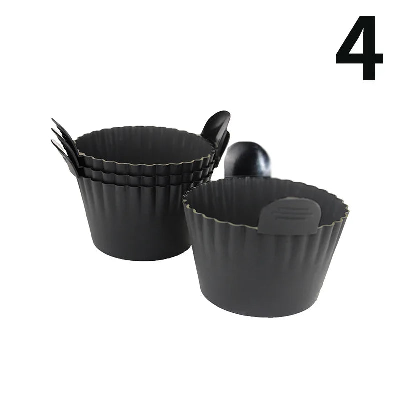 4pcs Air Fryer Baking Ramekins Silicone Mold, Cups Non-Stick, Air Fryer Accessories for Eggs,Cupcakes,Muffins,Puddings,Custards