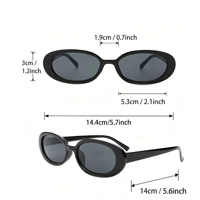 4PCS Trendy Glasses with A Retro Oval Design and Gold Metal Frame, Suitable for Both Men and Women Perfect for Daily Commuting