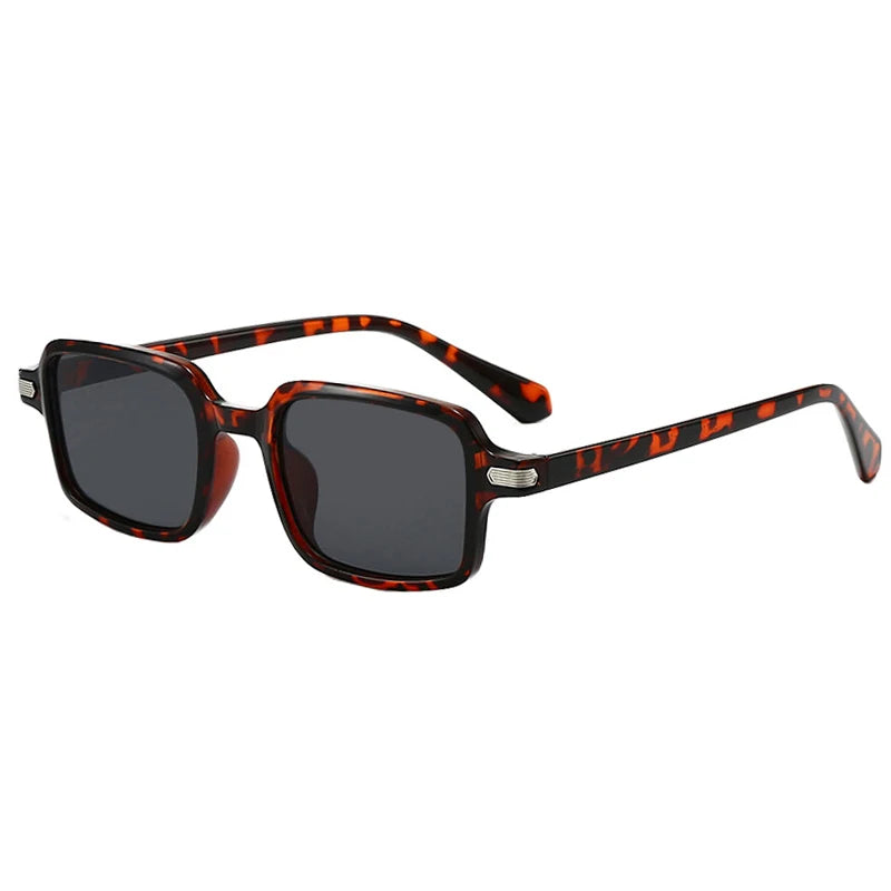 JNPCXI New Fashion Rectangle Women Sunglasses Clear Green Ocean Gradient Lens Shades UV400 Men Rivets Sun Glasses Metal Hinge