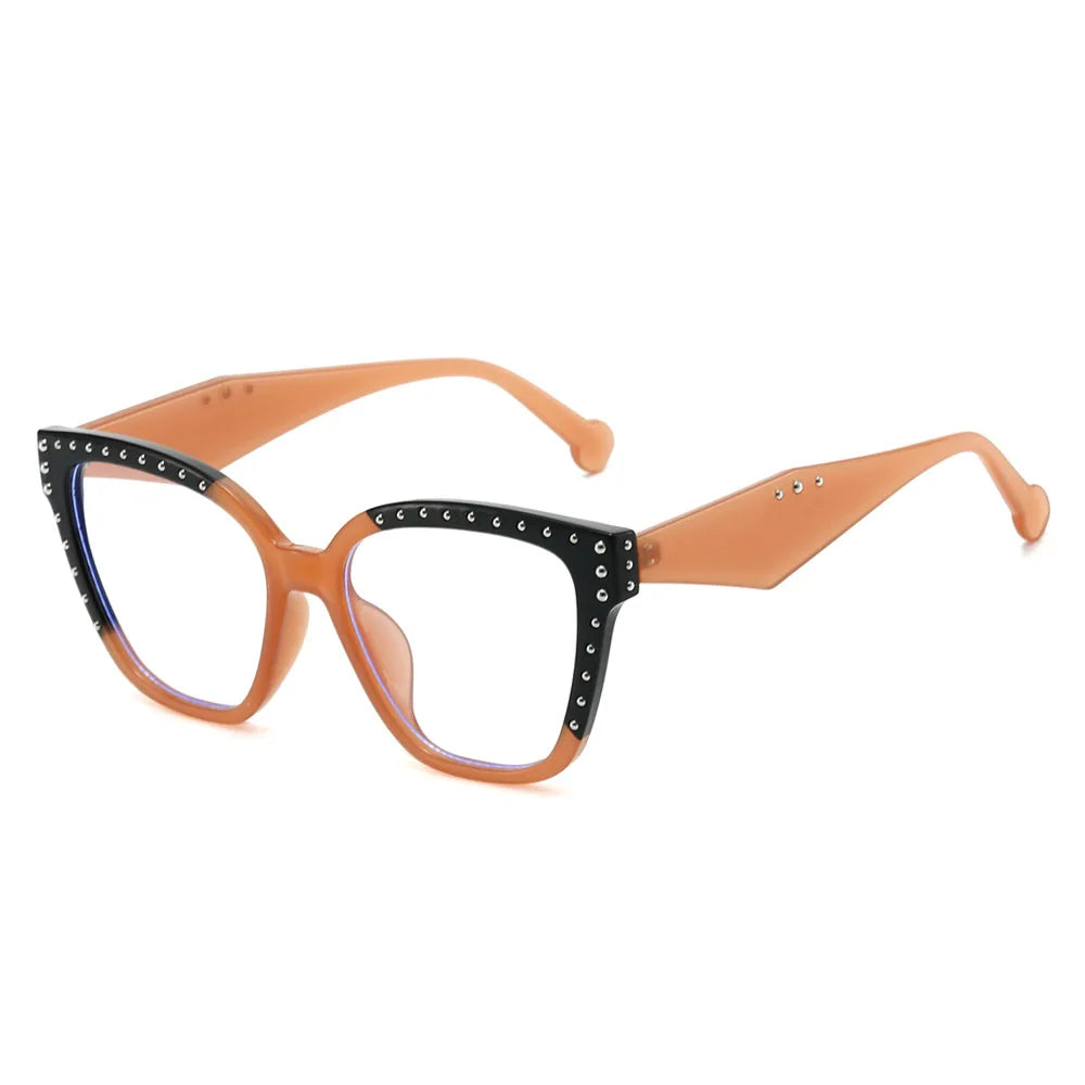 JNPCXI New Square Women Sunglasses Shades UV400 Fashion Clear Lens Frame Retro Rivet Men Leopard Green Sun Glasses