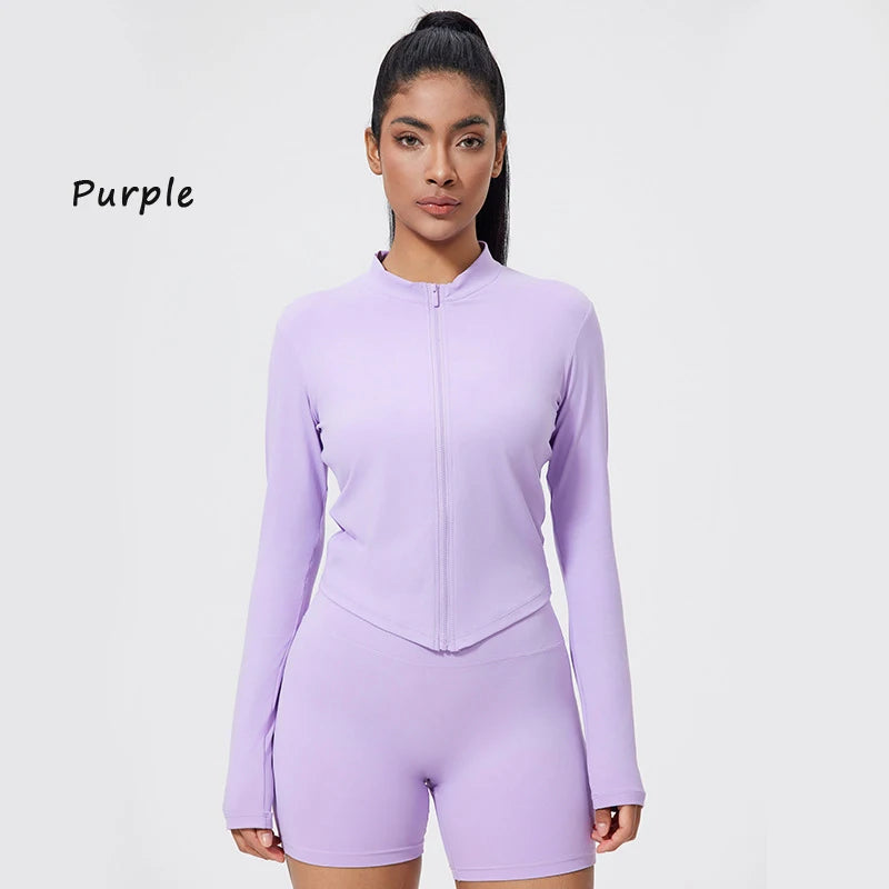 DIAS FIT JOY Nylon Fitness jacket for women quick drying tight zipper sports long sleeved outerwear for running yoga outerwear
