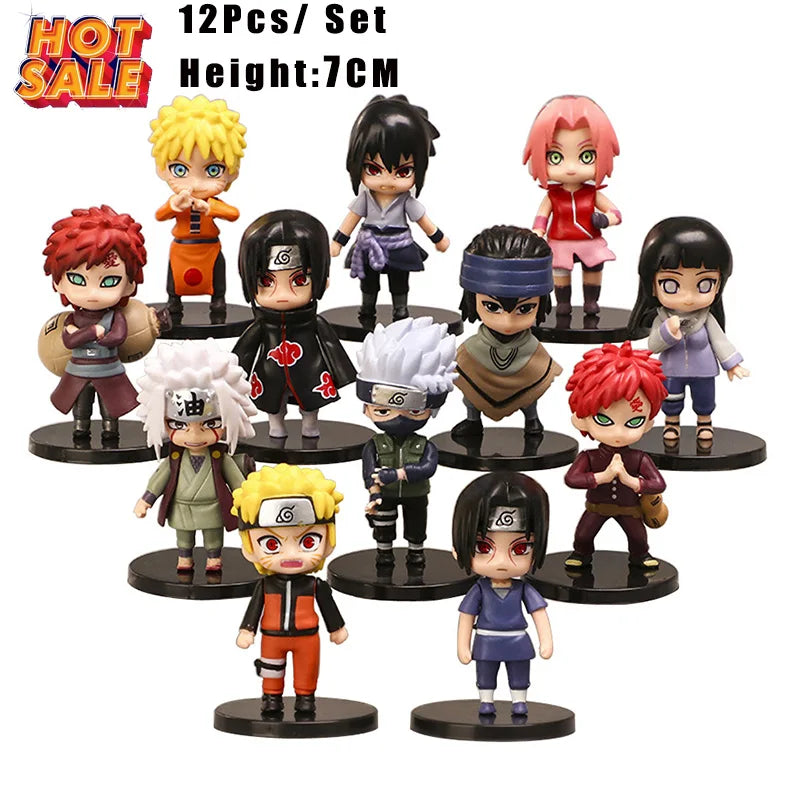 12pc/set Anime Naruto Shippuden Hinata Sasuke Itachi Kakashi Gaara Action Figure