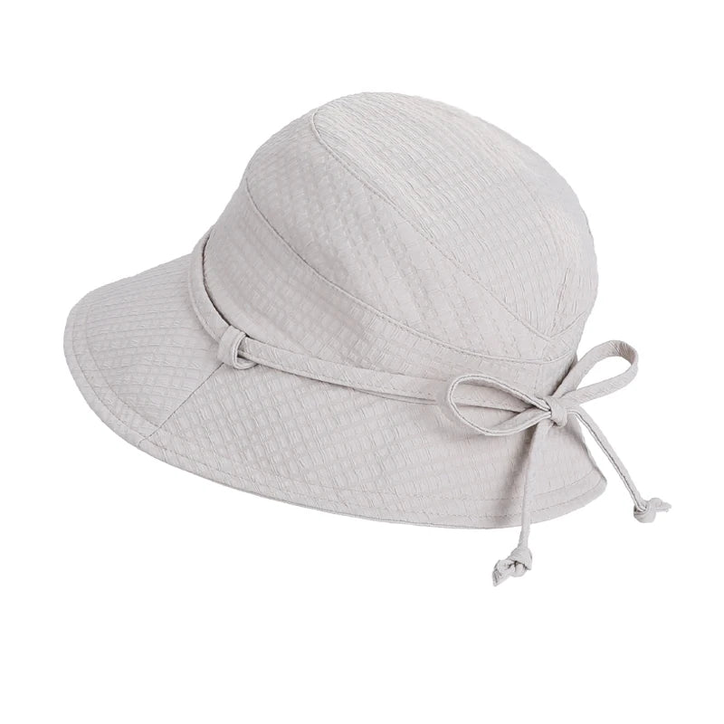 6148-New summer women's outdoor sun protection hat - stylish bow fisherman hat with wide brim, smallroundcrown,suitableforshowin