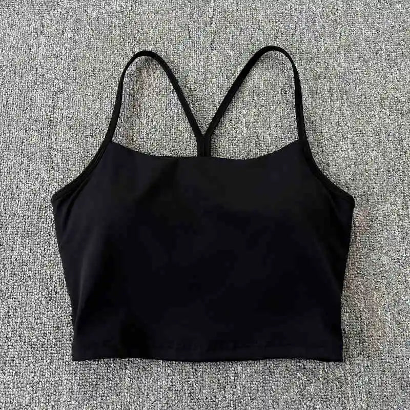 Training yoga vest, nude cross suspender, beautiful back, sports bra, detachable chest pad, fitness bra, gathered and shock-abso