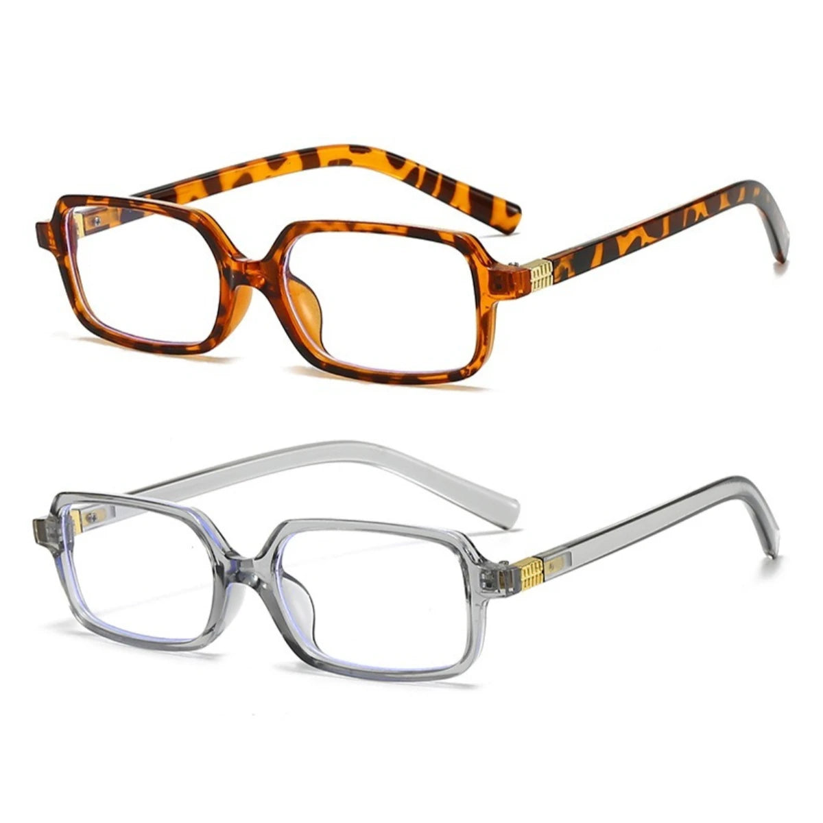 2 Chic Square Anti-Blue Light Glasses with Metal Hinges & Cloth - Fashionable PC Frame for Students, Teachers, and Office Use