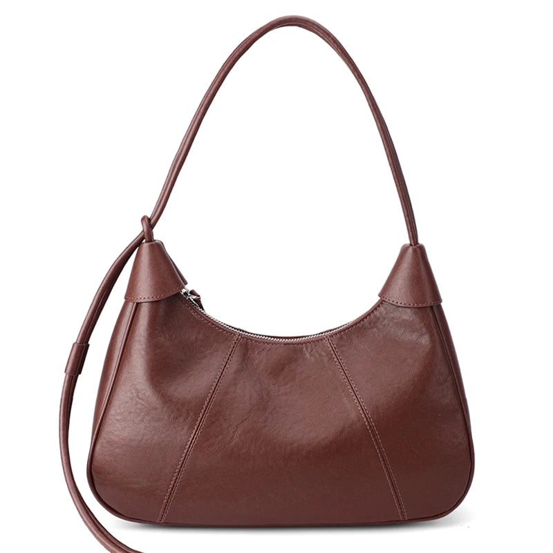 2026 Spring New Women's Luxury Designer Genuine Soft Leather Tote Underarm Bags Female Retro And Simple Shoulder Crossbody Bag
