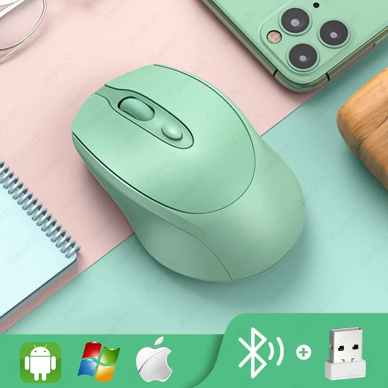 Aieach Color Wireless Bluetooth Mouse USB Silent Ergonomic Gamer Mouse Laptop PC