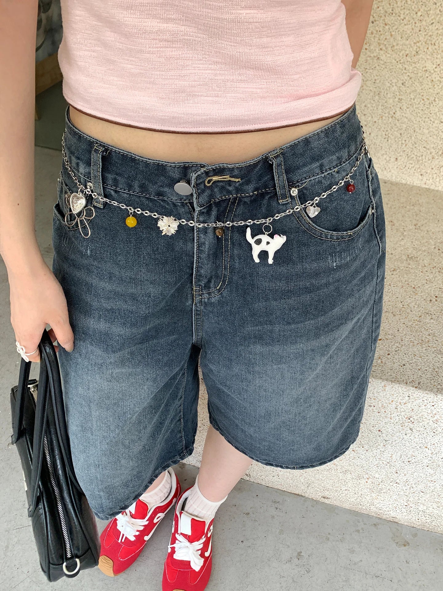 Original Design Small Cat Floral Waist Chain For Women Korean Style High-End Skirt Jeans Chain Decoration Versatile Belt