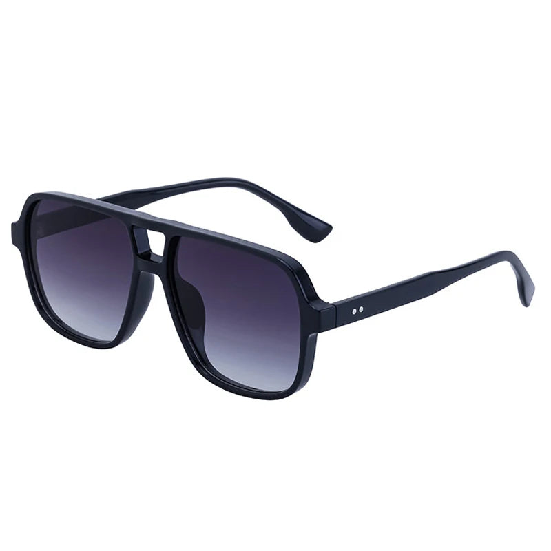 JNPCXI Retro Double Bridges Square Women Gradient Green Pink Sunglasses Shades UV400 Fashion Rivets Decoration Men Sun Glasses