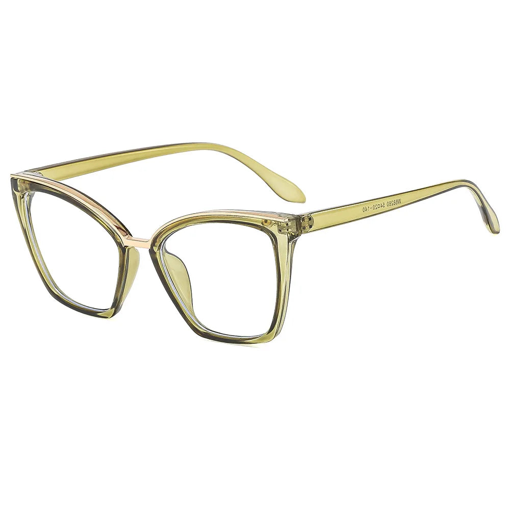 JNPCXI New Fashion Cat Eye Anti Blue Light Flat Top Glasses Metal Decorative Frame UV400 Protection for All Gender
