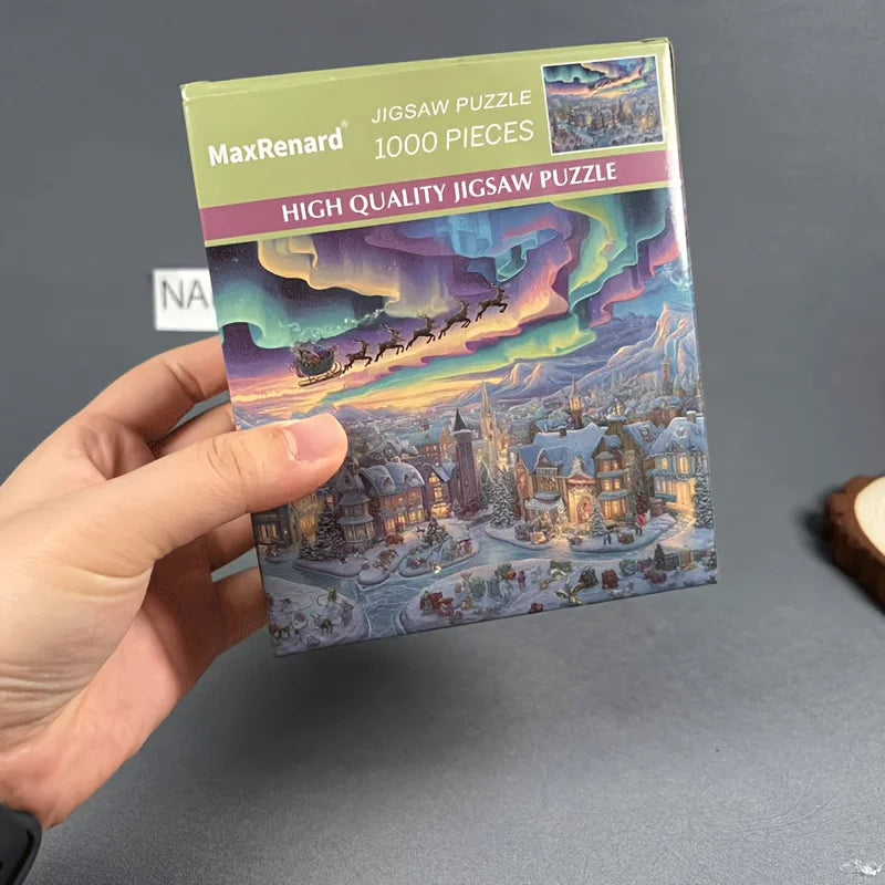 1000pcs Christmas Jigsaw Puzzle Northern Lights Large Puzzle Pieces (15x10 Inches/38x26cm)for Christmas Gifts, Stocking Stuffers
