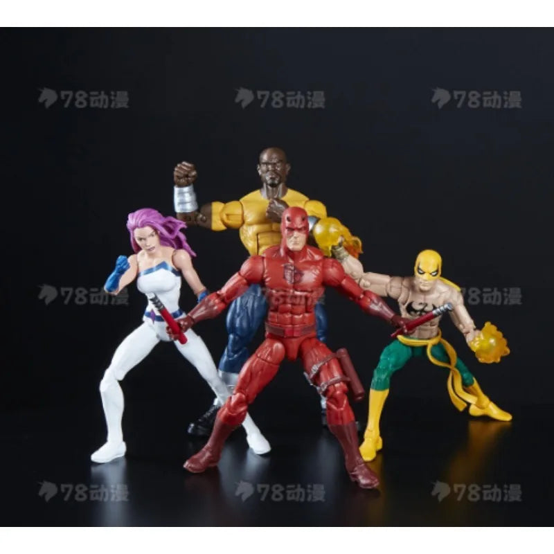 Original Hasbro Marvel Legends Series The Defenders Daredevil & Jessica Jones & Luke Cage & Iron Fist Anime Figure Toy Model