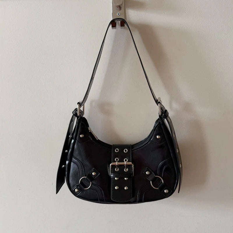 2026 Spring Hot Selling Maillard Women's Handbags Retro Cool Girls Underarm Bag Y2K Wasteland Style Vintage Leather Shoulder Bag