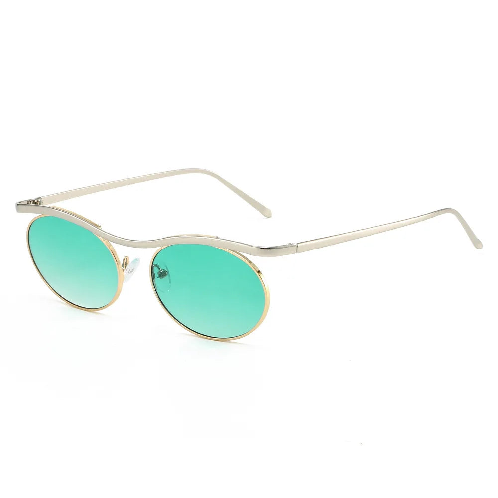 JNPCXI New Retro Oval Metal Women Sunglasses Fashion Punk Men Trending Gradient Shades UV400 Sun Glasses
