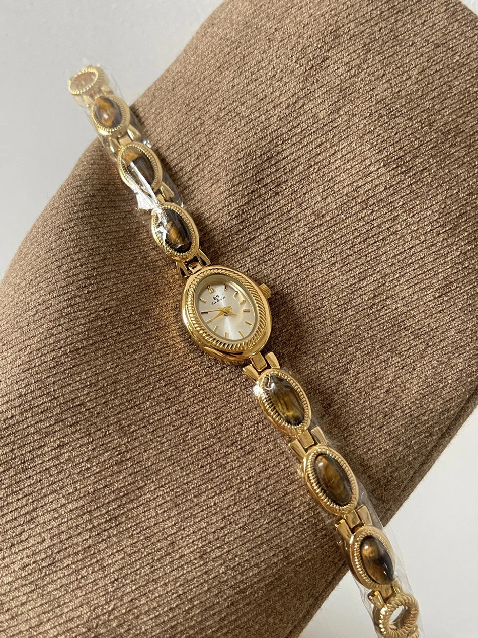 Natural Jade Bracelet Watch Gift Women,Ladies Watches Luxury High Quality Gold Quartz Watches, Elegant Women's Wristwatches