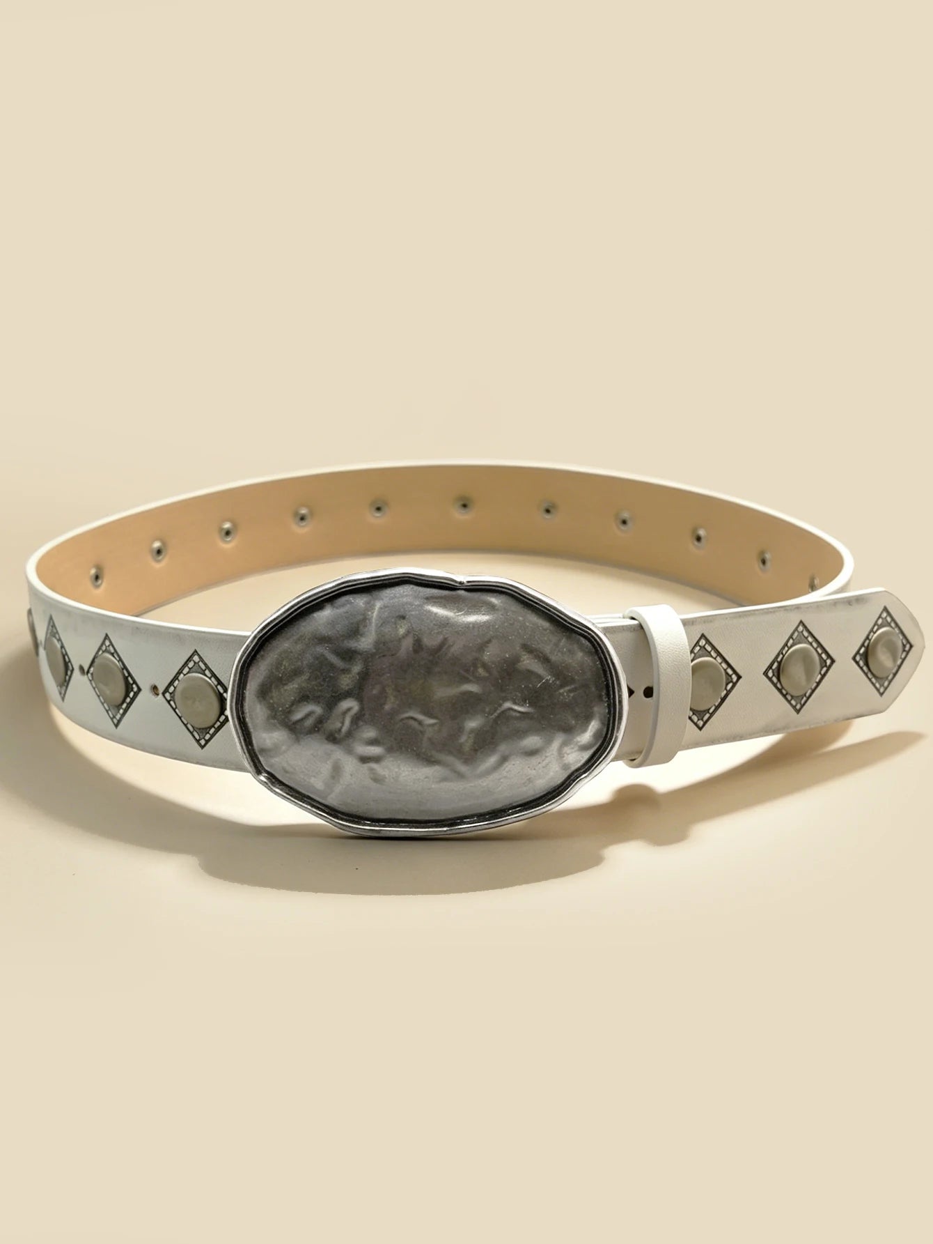 Handmade Distressed Hammered Belt, Vintage Rivet Embossed Western Style Unisex Waistband