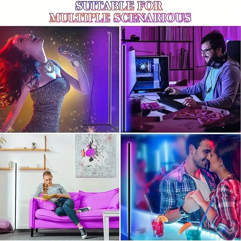 RGB LED smart modern floor lamp music sync 16 million DIY color change for rooms