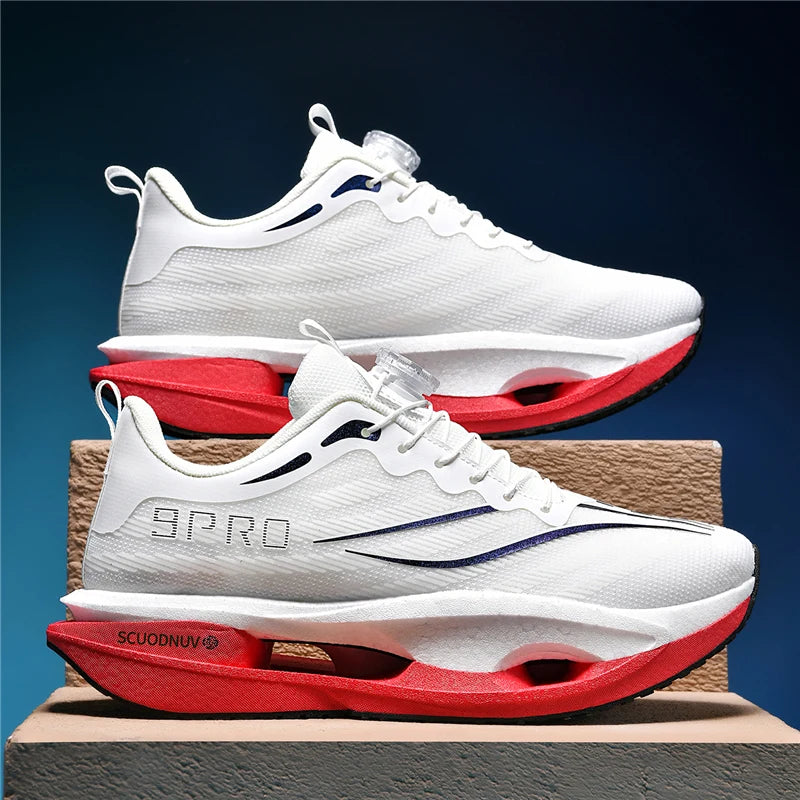 Men Running Shoes Carbon Board Marathon Sports Shoes Breathable Lightweight Women's Athletic Nonskid Sneakers New