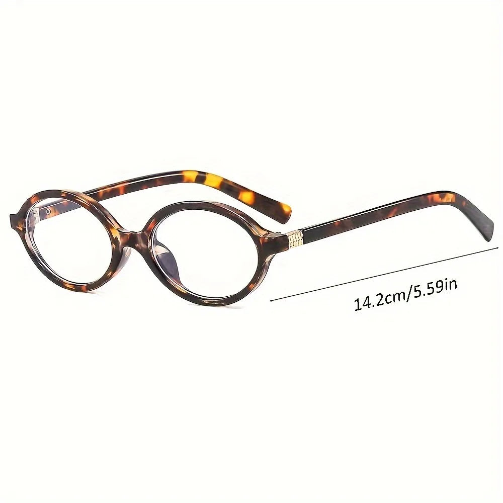 2Pcs Chic Retro Oval Anti-Blue Light Glasses for Women Fashionable Accessory Stylish Glasses Flat Intellectual Glasses