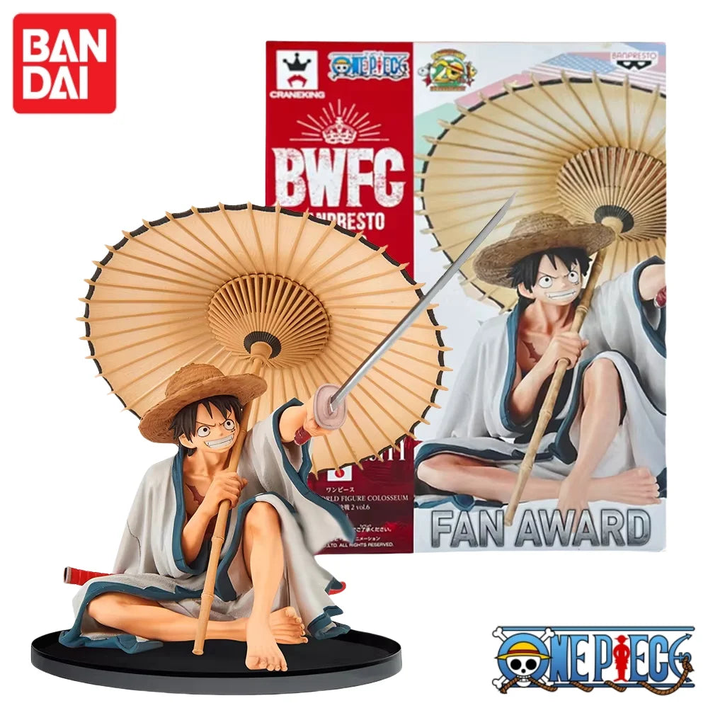 Special OfferIn Stock Original Bandai One Piece Wano Country Luffy Series Kimono Umbrella Sitting Multiple Poses Character Mol C