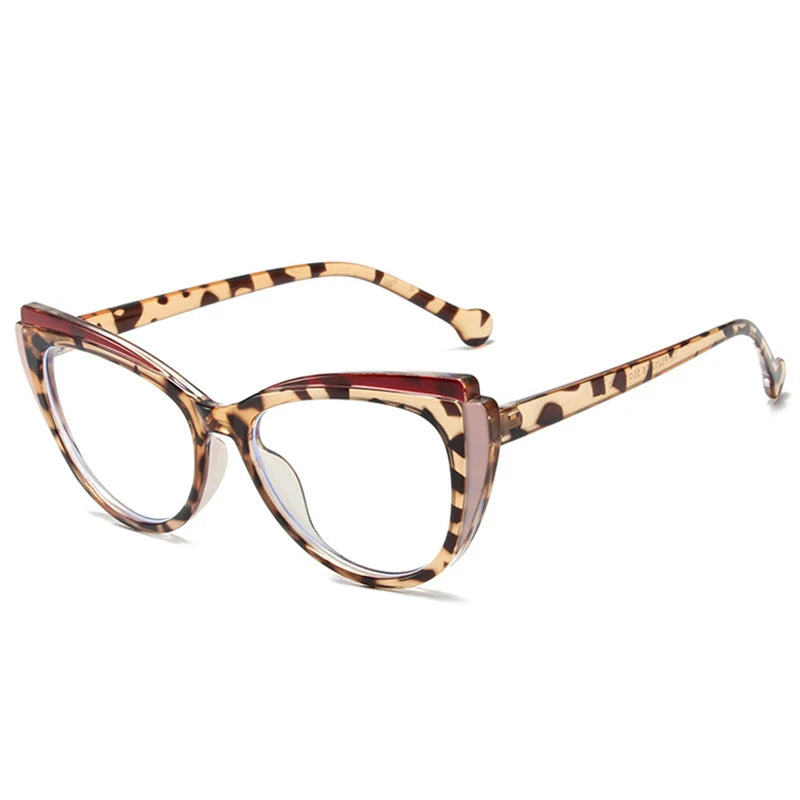 JNPCXI Retro TR90 Double Color Cat Eye Women Glasses Frame Fashion Pink Clear Anti-Blue Light Optical Men Eyewear Frame