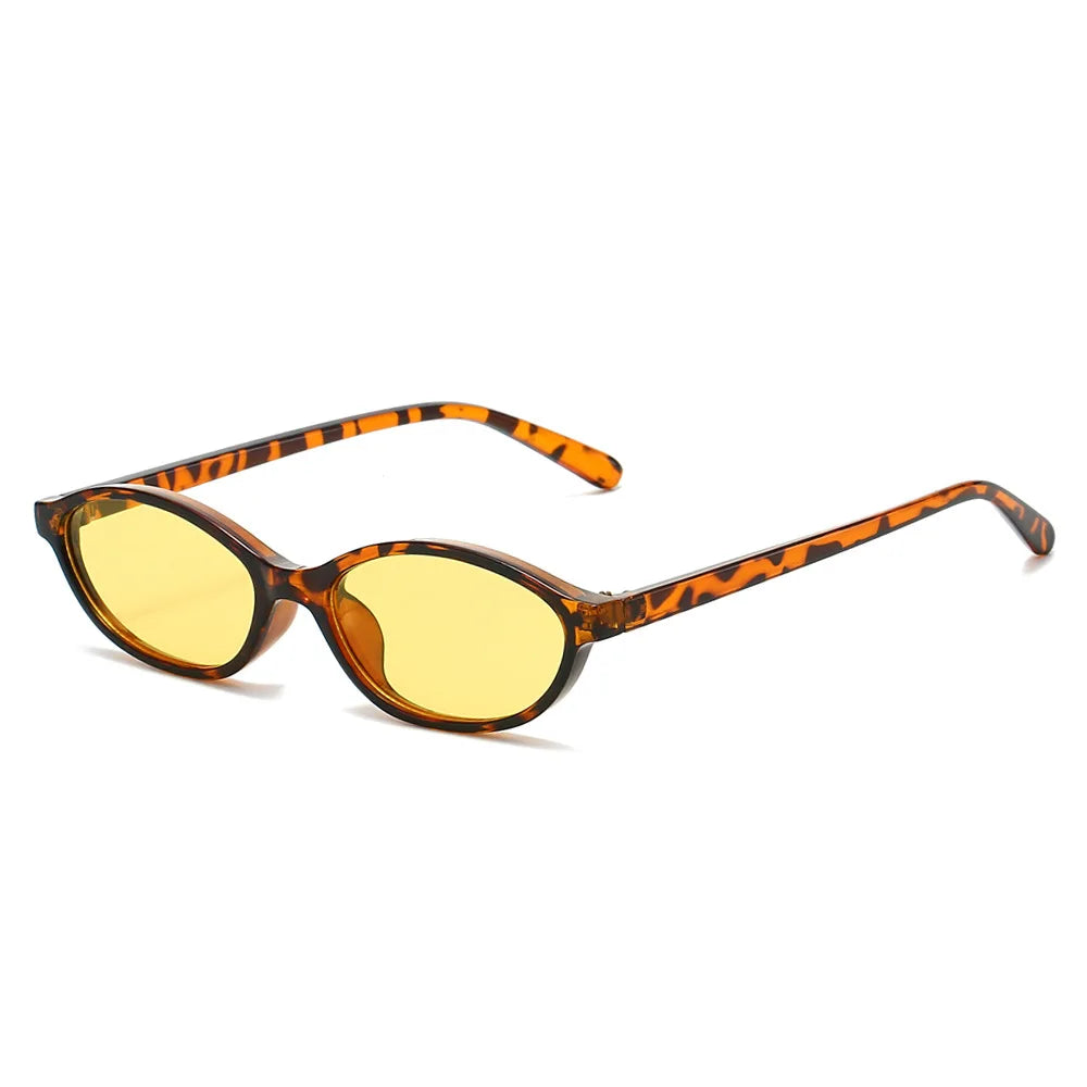 JNPCXI Retro Small Oval Sunglasses Women Fashion Retro Green Gradient Shades UV400 Men Trending Round Rivets Sun Glasses