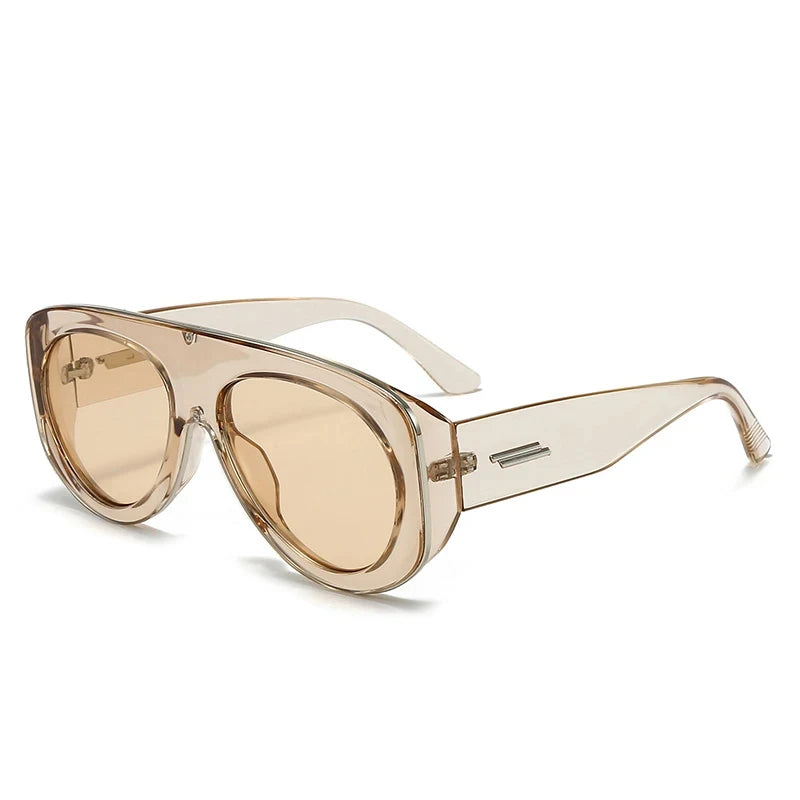 JNPCXI New Oversized Oval Pilot Sunglasses Women Big Luxury Brand Retro Y2K Punk Mirror Sun Glasses for Ladies Shades UV400