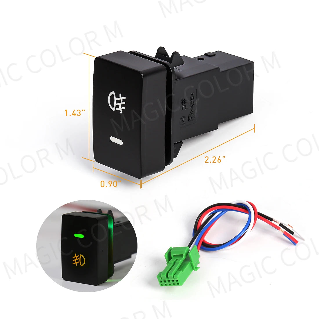 Car Fog Light Socket Switch Indicator On Off Push Button For Toyota Honda Nissan Mitsubishi Ford Suzuki Kia Car Accessories 12V