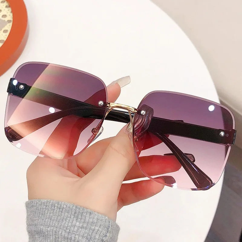 Square Women's Sunglasses Retro Fashion Frameless Sunshade Gradient Sun Glasses UV400