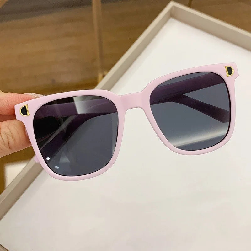 Korea Children's Fashion Candy Color Cute Glasses Baby Square Large Iridescence Sunglasses For Kids Shade For Boy And Girls