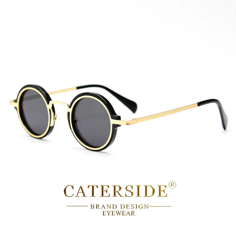 CATERSIDE Retro Round Polarized Sunglasses Men Small Metal Frame Punk Sun Glasses Women Driving Fishing Eyewear Party Gift 2024