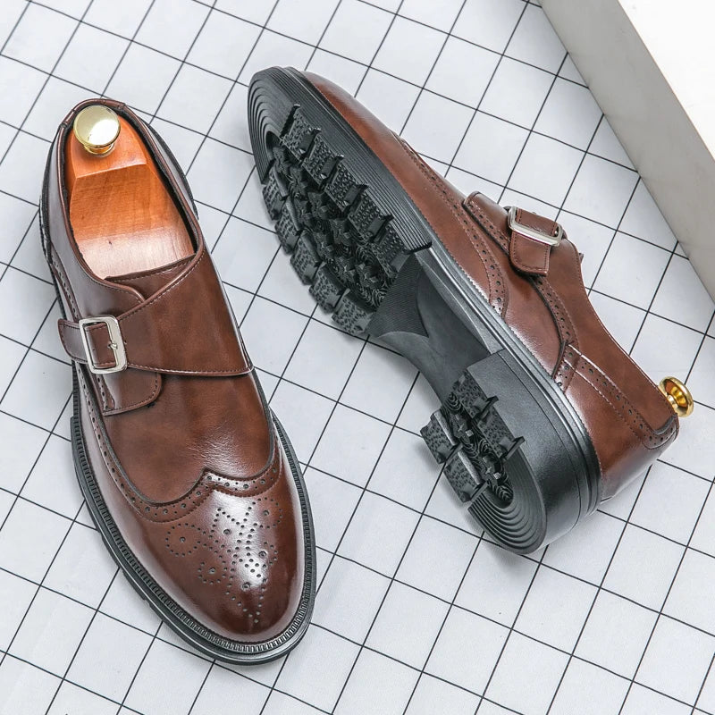 Platform Men's Dress Shoes Classic Wedding Casual Business Leather Shoes Men Formal Brogues Shoes For Men Office Leather Loafers