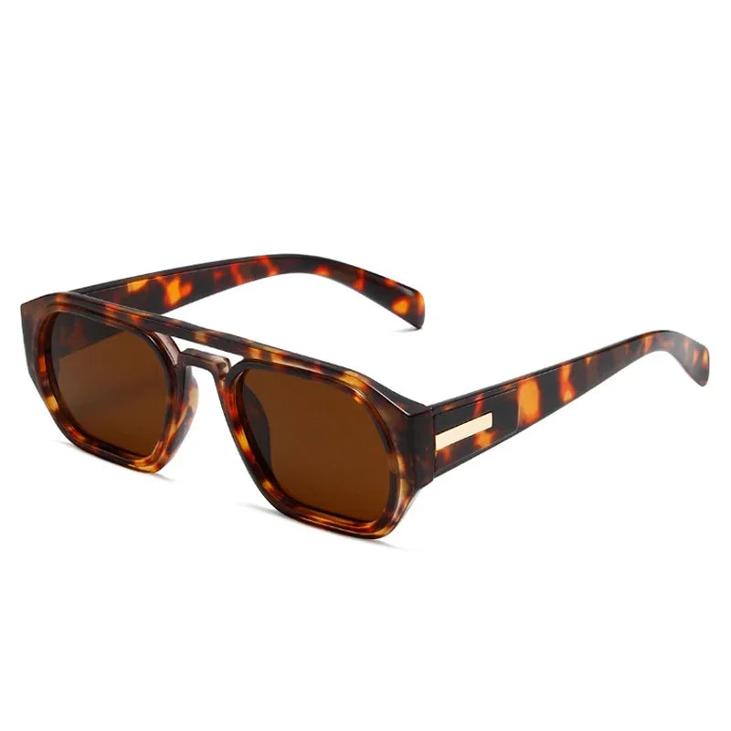 JNPCXI Retro Double Bridges Polygon Square Women Sunglasses Fashion Green Shades UV400 Men Clear Gradient Sun Glasses