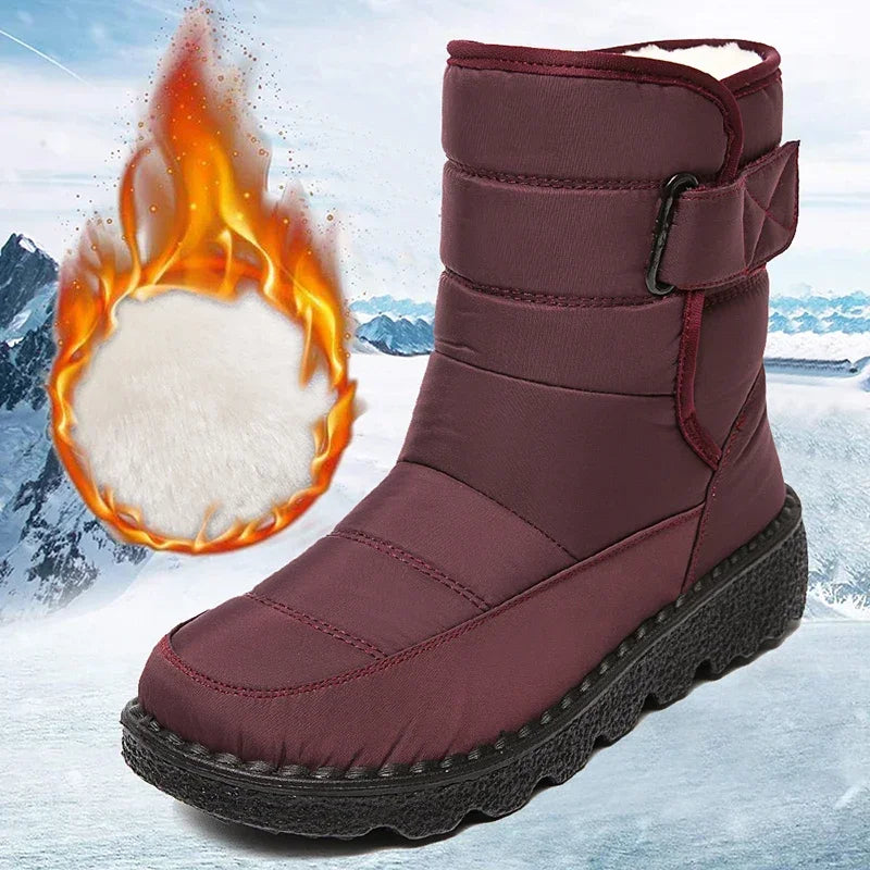 2025 Waterproof Snow Boots for Women Comfort Plush Lined Non Slip Winter Boots Woman Plus Size 44 Soft Sole Warm Ankle Booties