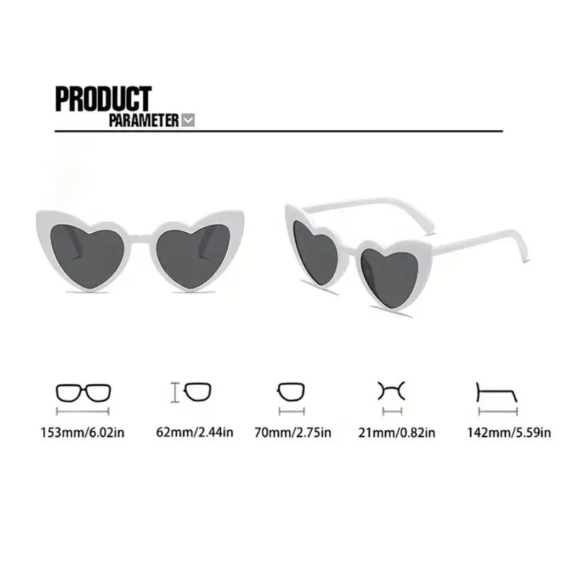 5pcs Women's Heart-Shaped Cat-Eye Fashion Glasses - Black Retro Plastic Frame Decorative Glasses for Party Wedding
